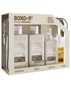 Andreia Kit Capilar BOND= R³ Champú 250ml + Mascarilla 250ml + Leave In 100ml + Elixir 50ml Cofre de Regalo