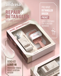 Andreia Kit Capilar Tratamiento Leave In 100ml + Cepillo Pocket Pro Wave Cofre de Regalo