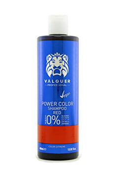 Valquer Profesional Champú Power Color cabellos teñidos. Vegano Y Sin Sulfatos (Rojo). Potenciador color cabello - 400 ml.