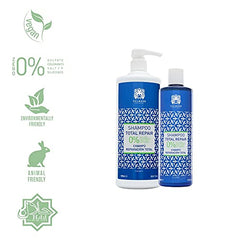 Válquer Profesional Champú Total Repair Zero % sin sal, sin sulfatos, sin parabenos y sin Siliconas. Cabellos dañados y secos. Vegano. Reparación capilar - 400 ml