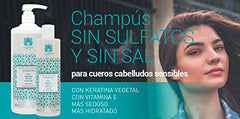 Valquer Profesional Champú Sin Sulfatos, Sin Sal. Cuero Cabelludo Sensible. Ph Ácido Con Tensioactivos Suaves. Keratina Vegetal Y Vitamina E. Champú Vegano. - 1000 Ml
