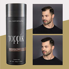 Toppik Fibras Capilares Castaño Oscuro, Fibras de Queratina para Crear más Densidad en el Cabello de Forma Inmediata, 55 g