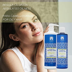 Valquer Profesional Champú Antigrasa zero%: sin sal, sin sulfatos, sin parabenos y sin siliconas. Para cabellos grasos, regulador de grasa - 1000 ml