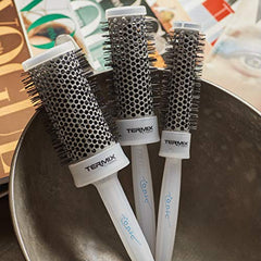 Termix Cepillo de pelo C·Ramic redondo Ø28 mm transparente- Con tecnología cerámica que aporta un brillo extra al cabello y evita el encrespamiento. Disponible en 8 diámetros y en formato Pack, Blanco