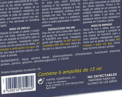 Pack capilar con loción capilar 6 ampollas de 15 ml + champú de 200 ml a base de placenta. Combate la caspa, grasa, seborrea y caída del cabello. Cabellos frágiles y quebradizos