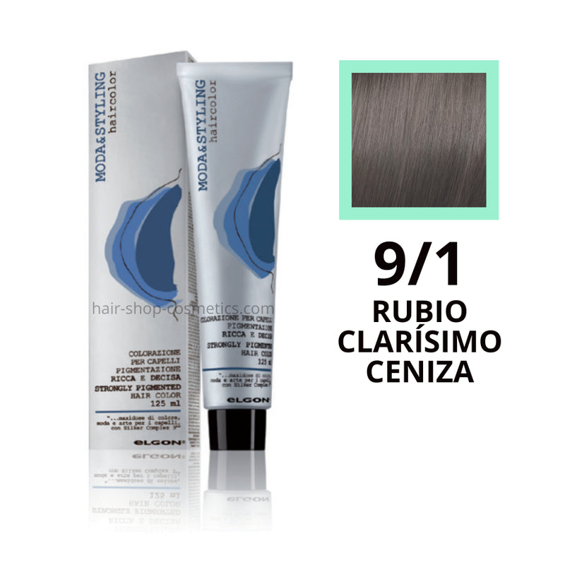 Tinte elgon profesional moda styling, Cenizas 9/1 RUBIO CLARÍSMO CENIZA 125 ml